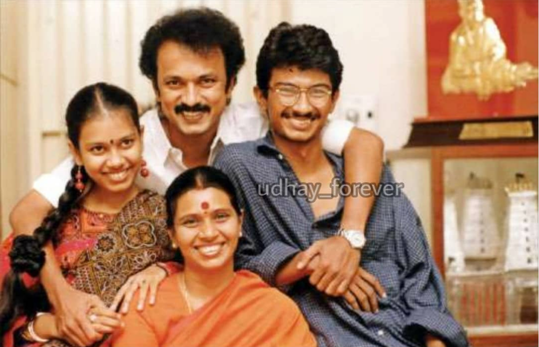 Durga Stalin with her son, husband, and daughter