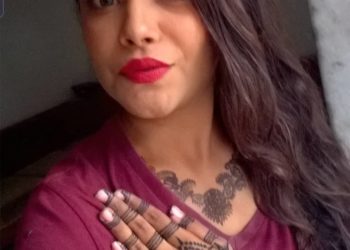 Nehal Vadoliya in Maroon Dress