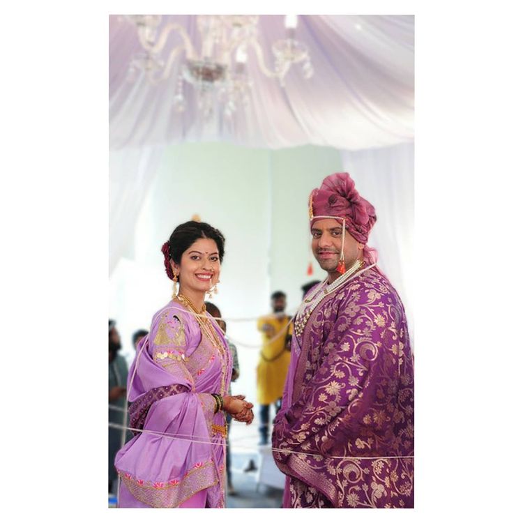 Abhidnya with her husband on wedding day