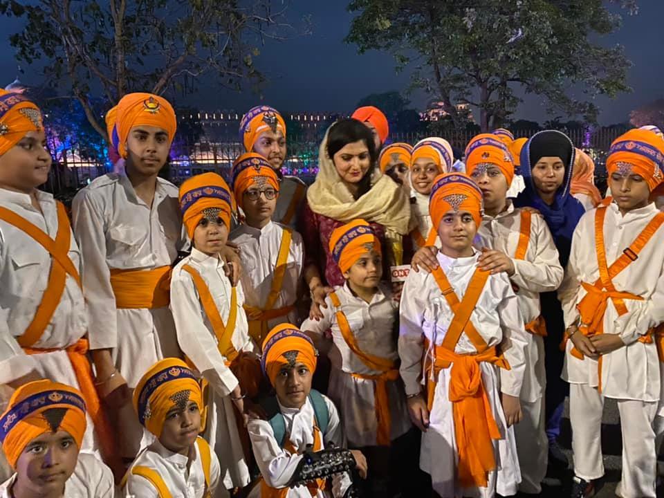 Chitra Tripathi with sikh kids