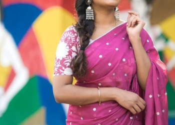 wearing pink saree