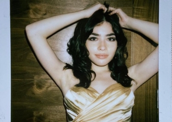 Melissa in golden dress