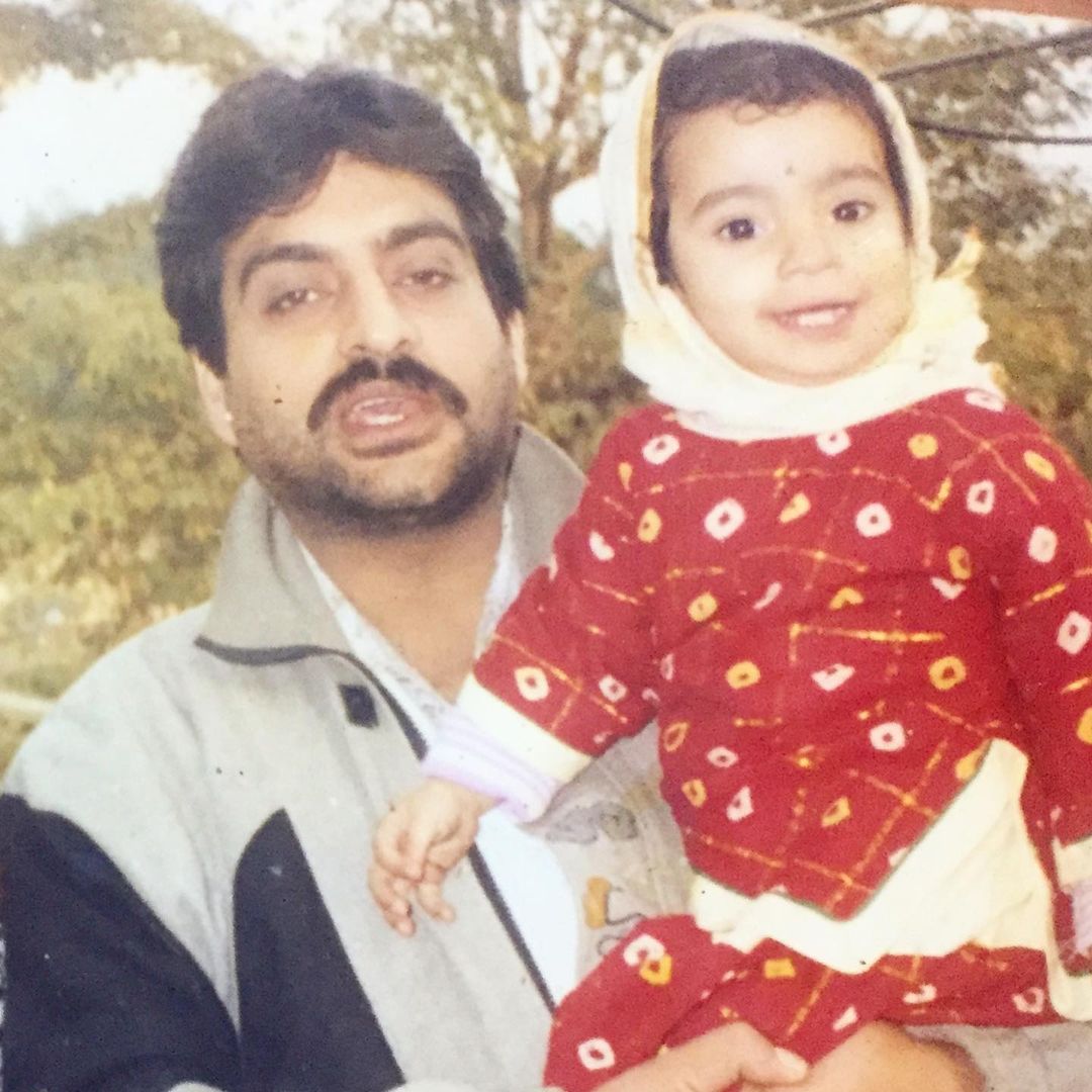 Childhood image of Kirti with her father. 