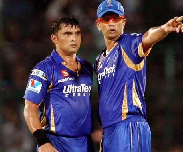 Pravin Tambe with his Delhi Daredevils captain Rahul Dravid. 