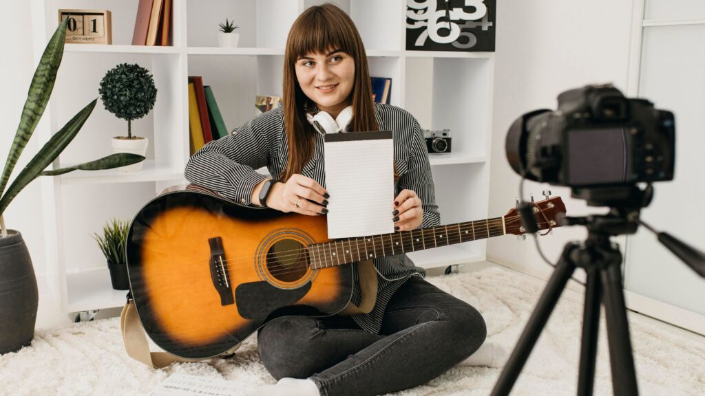 a girl composing a song