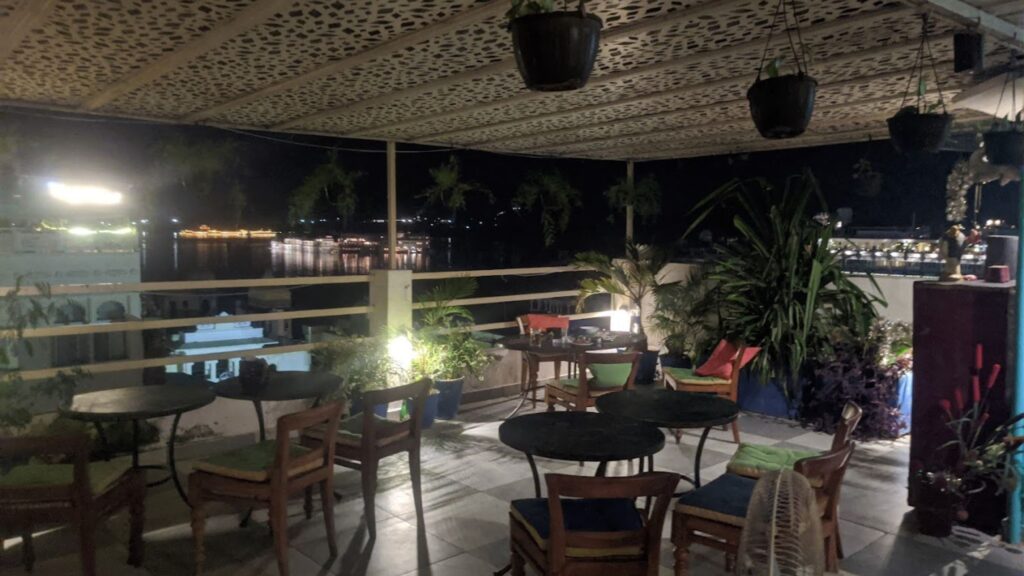 View of cafe Edelweiss in Udaipur.