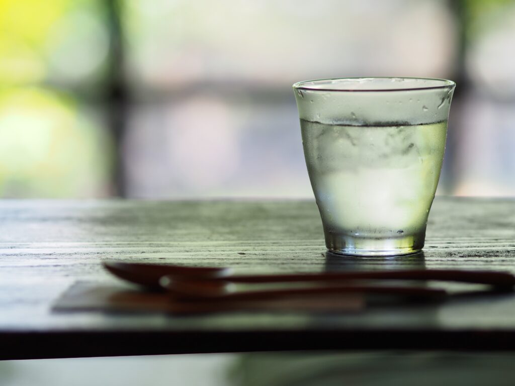 a glass of water