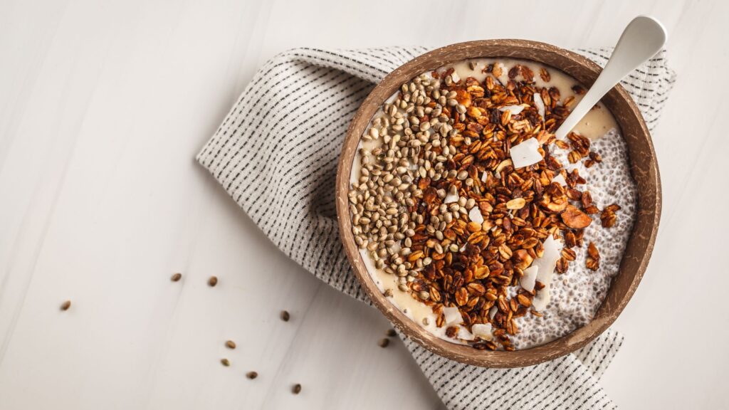 A bowl full of dog food.