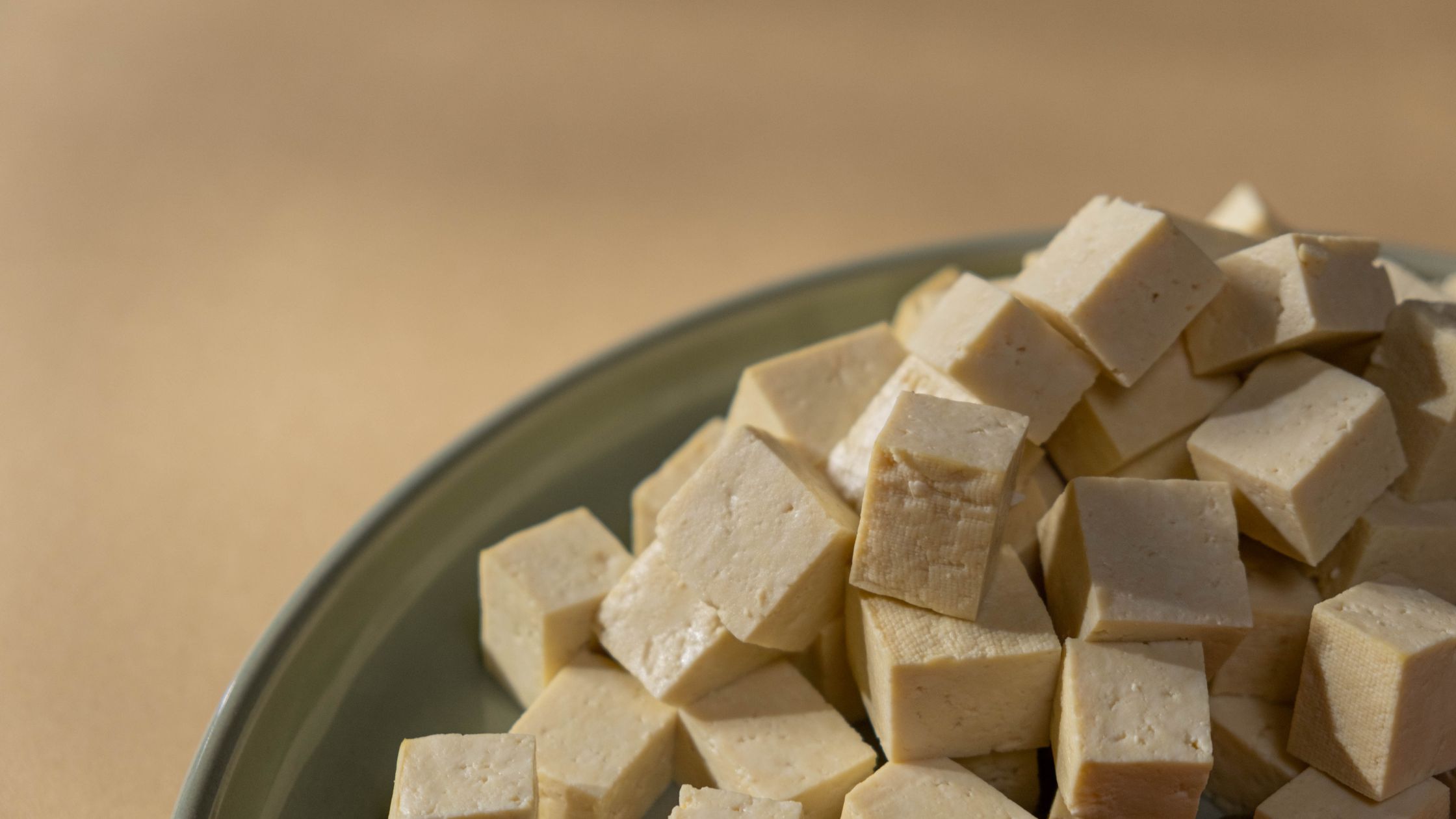 A plate full of plain tofu.