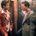 A scene from the film Fight club. Brad Pitt and Edward Norton talking to each other.