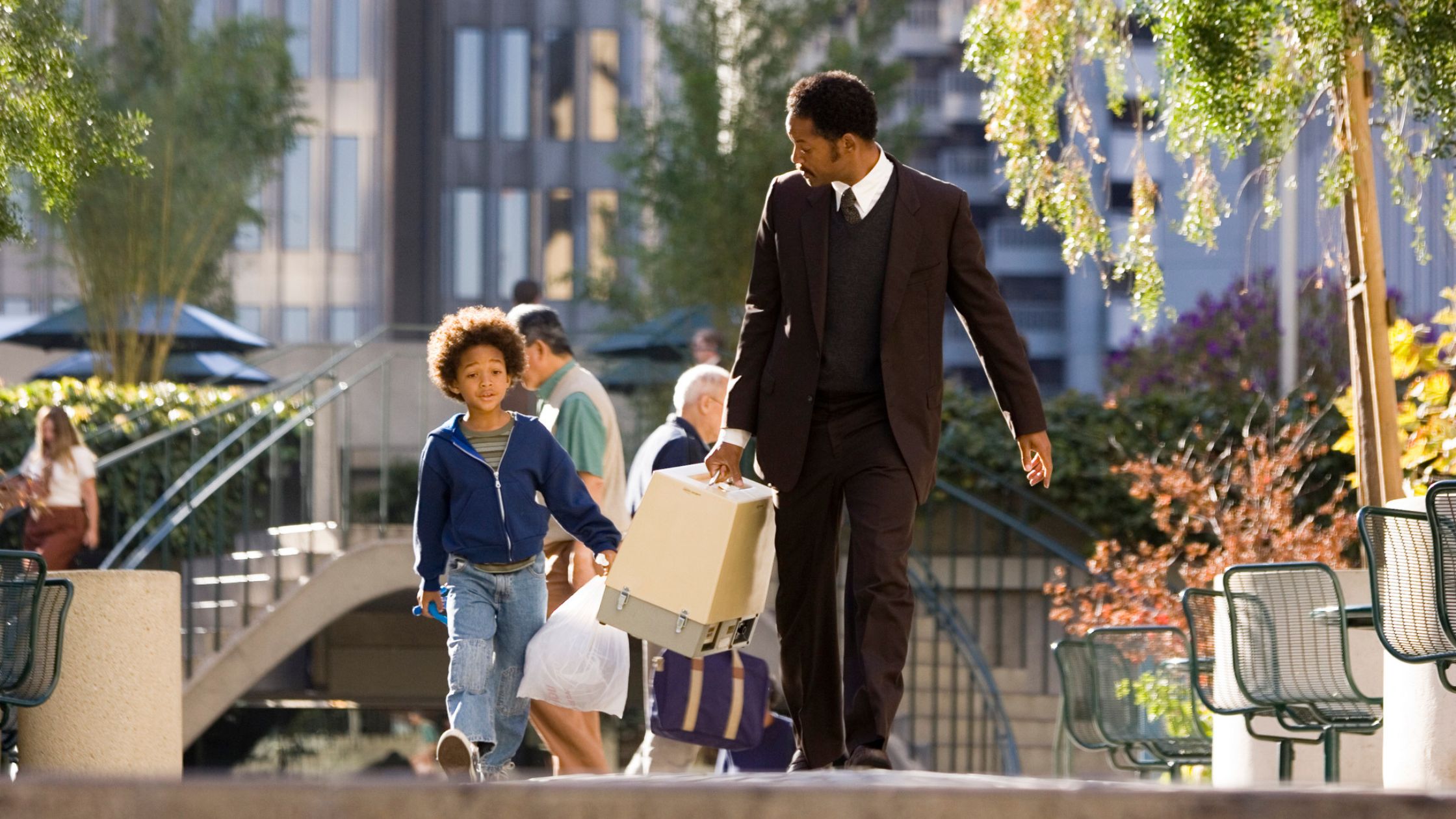 Will smith and his son in the film The Pursuit of Happyness. 