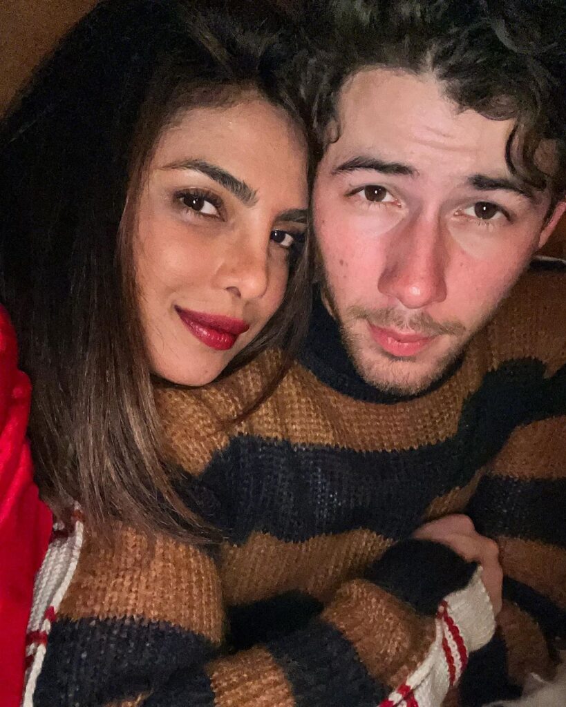 Priyanka and Nik taking selfie together