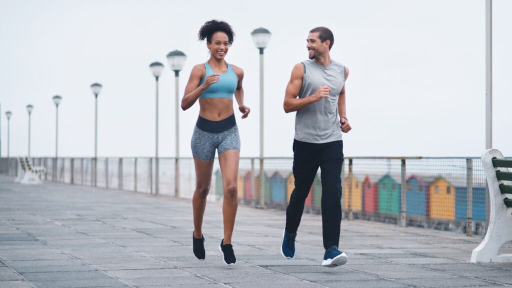 A couple doing exercise together.
