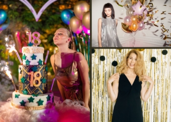 collage of women wearing birthday outfit