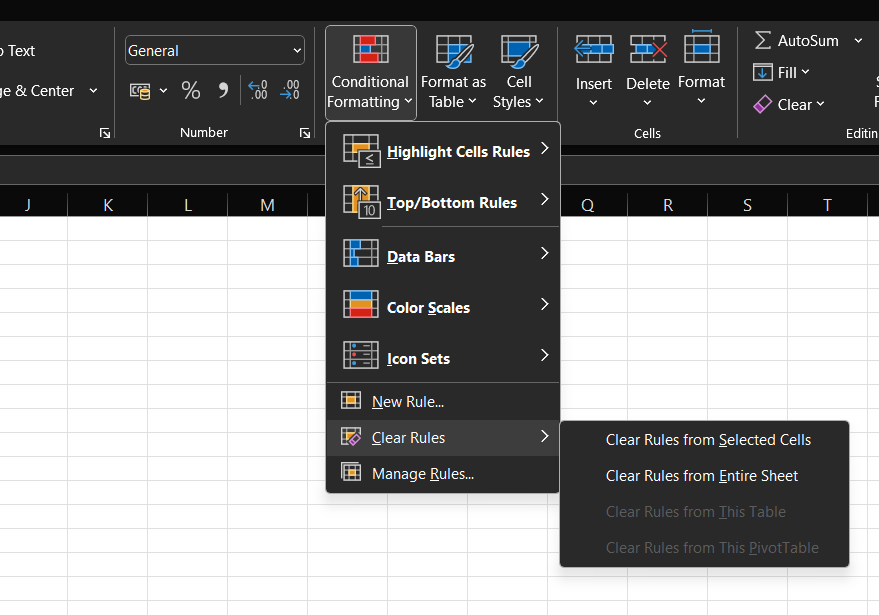 How to Remove Conditional Formatting in Excel