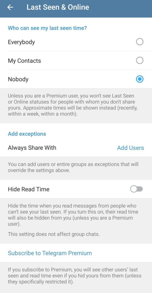 Telegram Setting: How To Hide Last Seen In Telegram