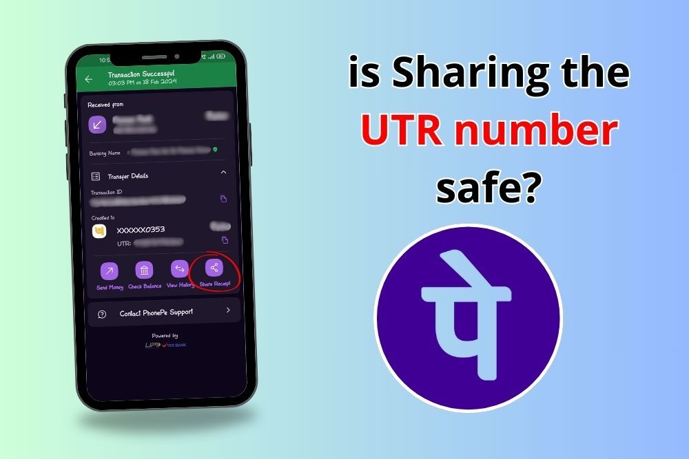 UTR number on Phonepe